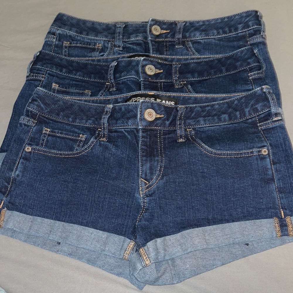 Express Dark and Medium Blue Jean Shorts